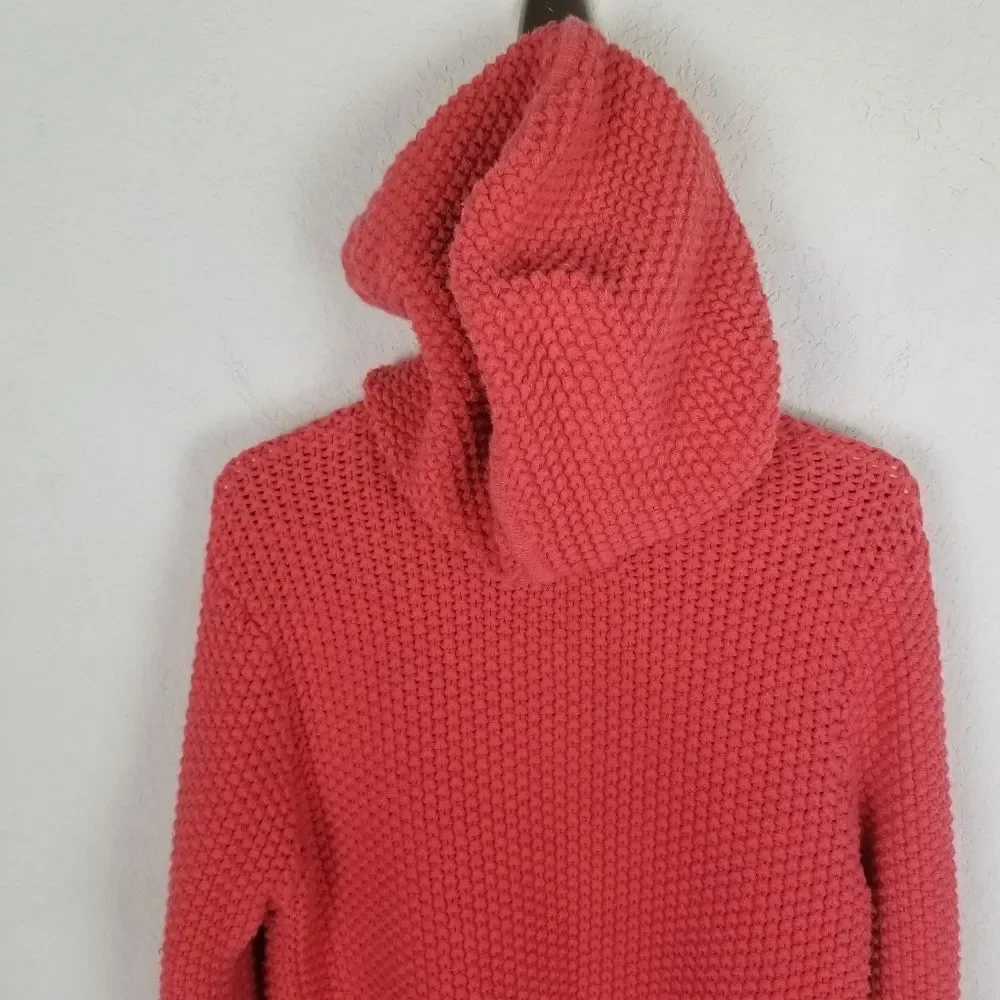 Old Navy Salmon Zipper Front Hooded‎ Cotton Sweater